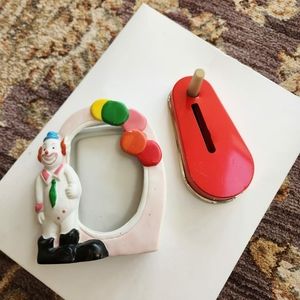 Kids Bundle Clown Picture Frame and Musical Spinner